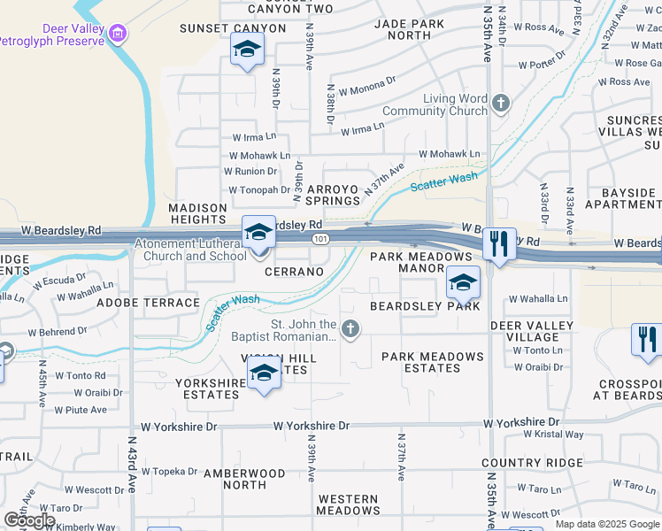 map of restaurants, bars, coffee shops, grocery stores, and more near in Phoenix