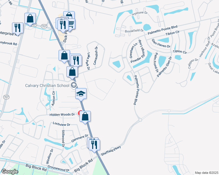 map of restaurants, bars, coffee shops, grocery stores, and more near 541 Hobie Cat Road in Myrtle Beach