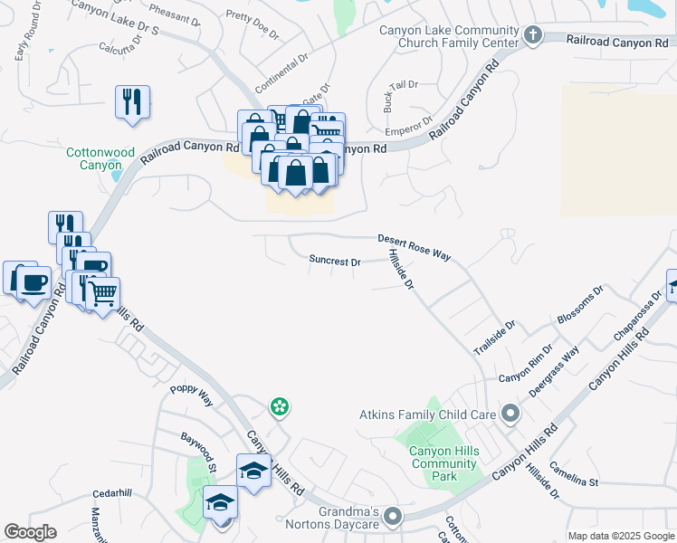 map of restaurants, bars, coffee shops, grocery stores, and more near 35405 Piney Circle in Lake Elsinore