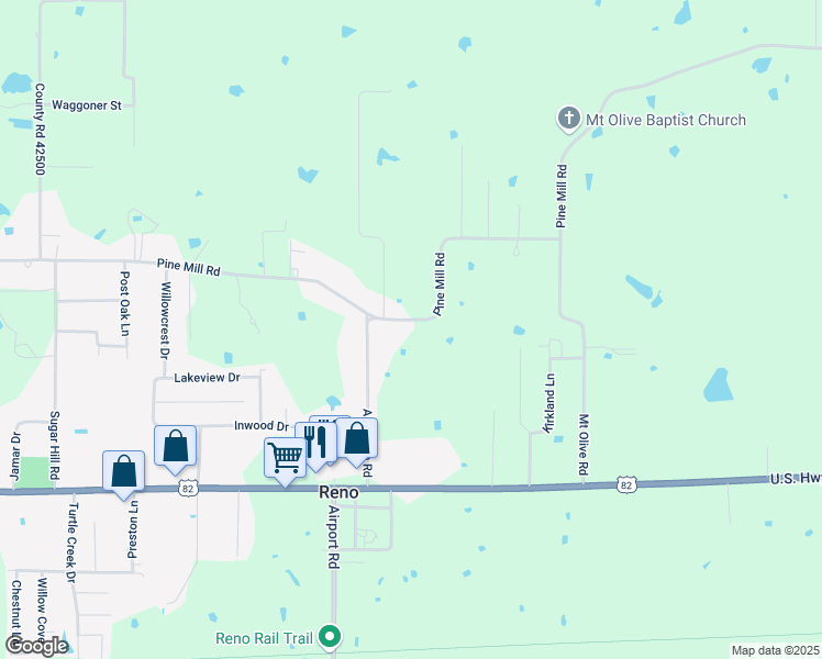 map of restaurants, bars, coffee shops, grocery stores, and more near 6725 Pine Mill Road in Reno