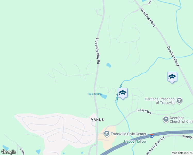 map of restaurants, bars, coffee shops, grocery stores, and more near Trussville Clay Road in Trussville