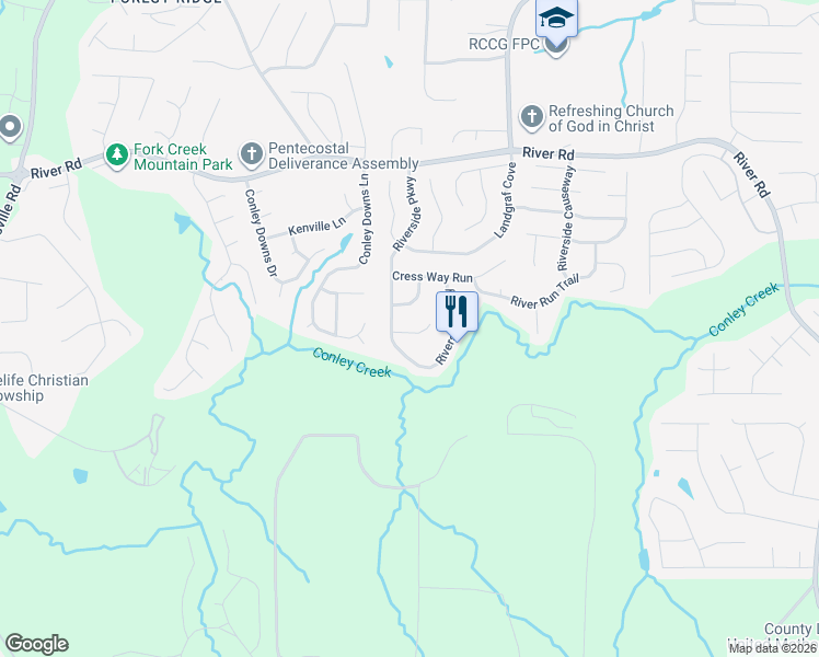 map of restaurants, bars, coffee shops, grocery stores, and more near 3868 Leyland Drive in Decatur