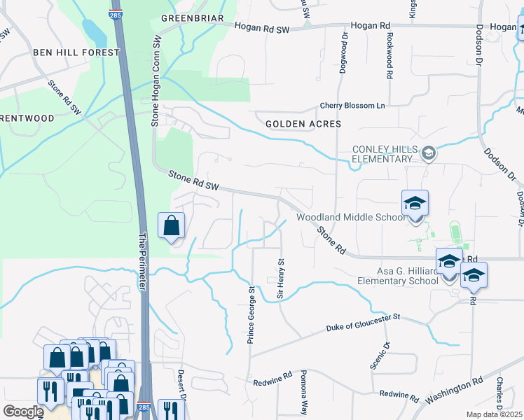 map of restaurants, bars, coffee shops, grocery stores, and more near 3252 Sir Henry Street in East Point