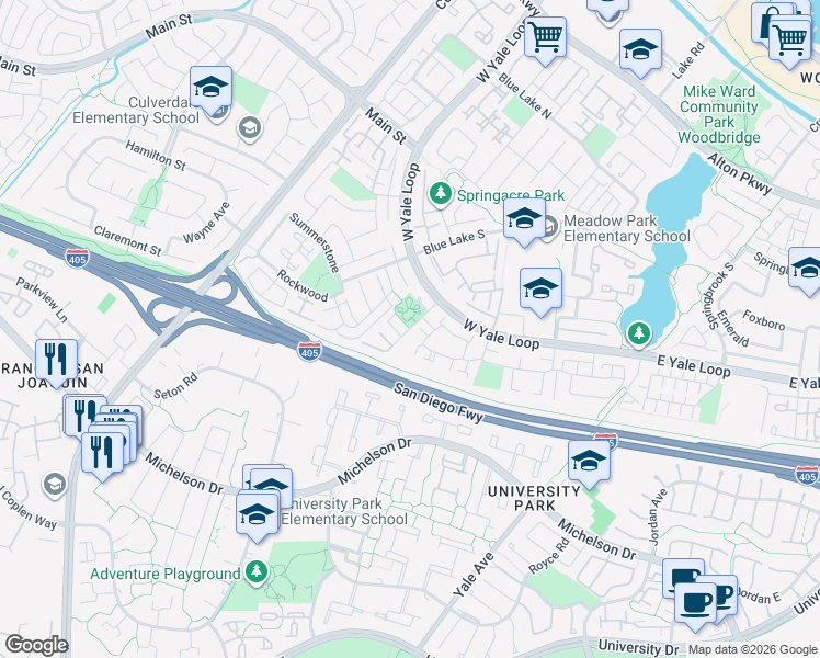 map of restaurants, bars, coffee shops, grocery stores, and more near 23 Echo Run in Irvine