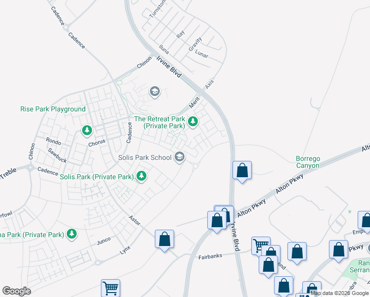 map of restaurants, bars, coffee shops, grocery stores, and more near 220 Tank in Irvine