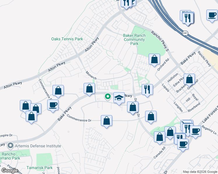 map of restaurants, bars, coffee shops, grocery stores, and more near 10 Clover in Lake Forest