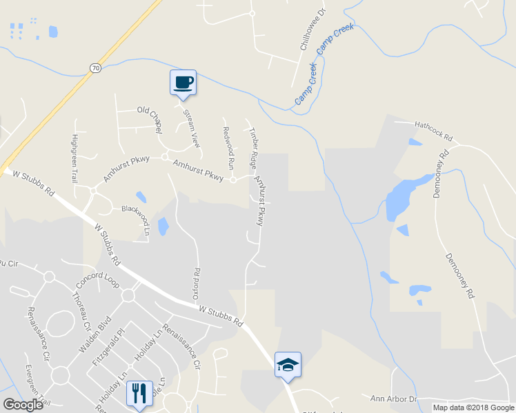 map of restaurants, bars, coffee shops, grocery stores, and more near 3384 Amhurst Parkway in Atlanta