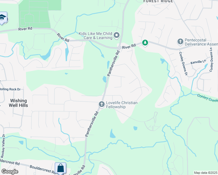 map of restaurants, bars, coffee shops, grocery stores, and more near 3898 Panthersville Rd in Ellenwood