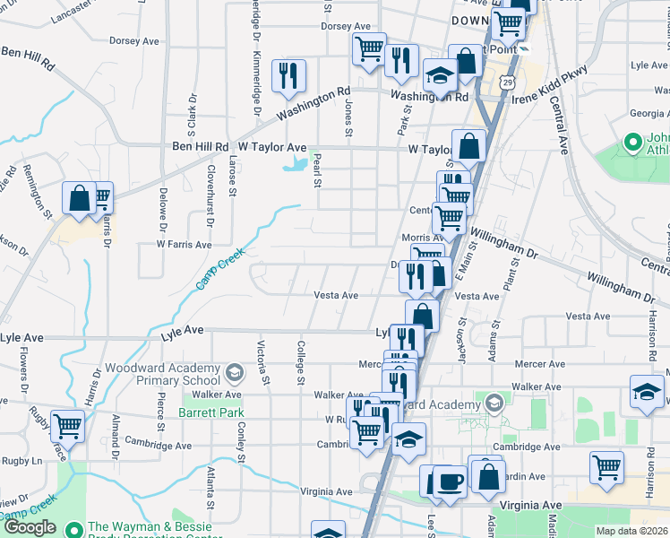 map of restaurants, bars, coffee shops, grocery stores, and more near 1869 Dunlap Avenue in Atlanta
