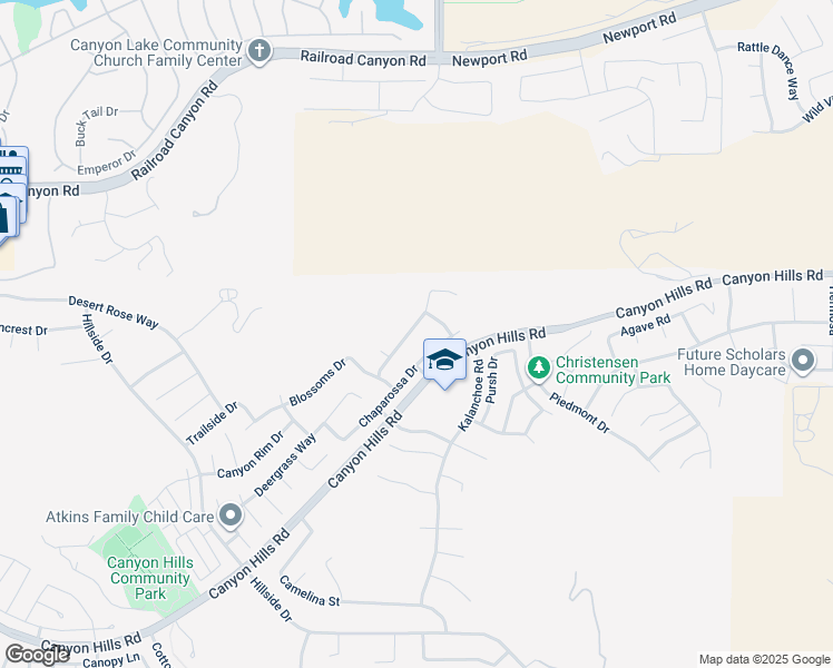 map of restaurants, bars, coffee shops, grocery stores, and more near 34313 Heather Ridge Road in Lake Elsinore