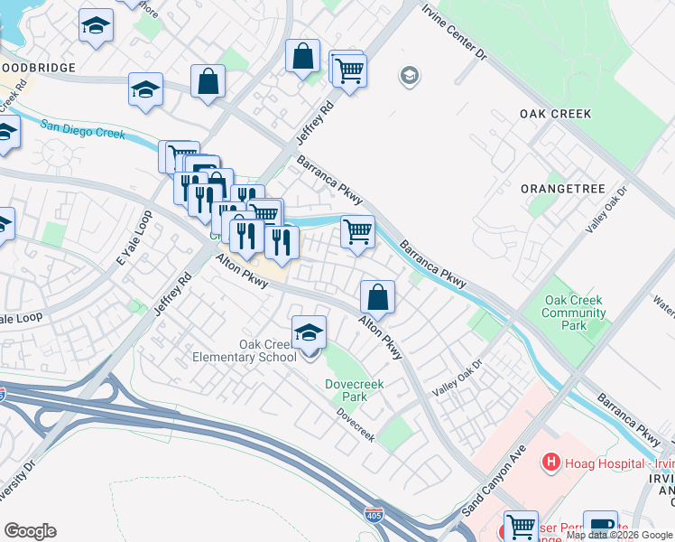 map of restaurants, bars, coffee shops, grocery stores, and more near 902 Maplewood in Irvine
