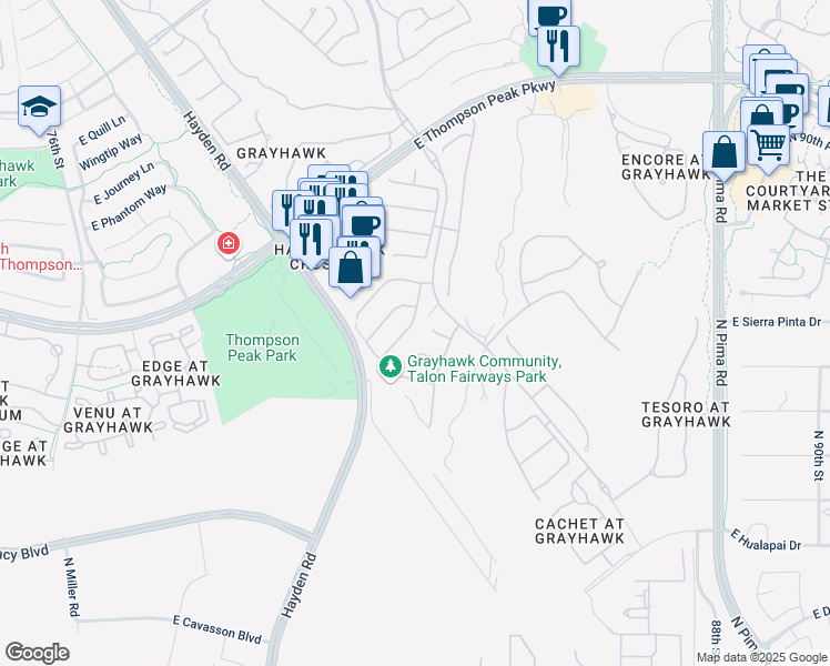 map of restaurants, bars, coffee shops, grocery stores, and more near 8246 East Sierra Pinta Drive in Scottsdale
