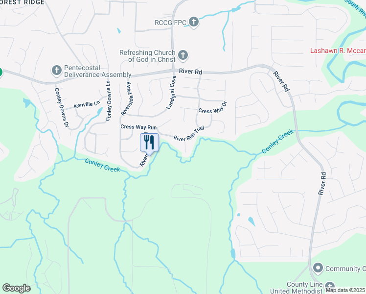 map of restaurants, bars, coffee shops, grocery stores, and more near 4141 Island View Court in Decatur