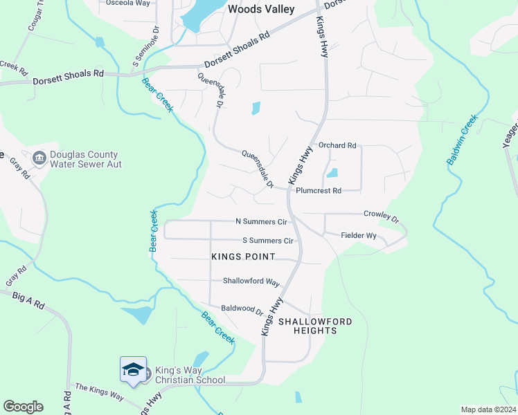 map of restaurants, bars, coffee shops, grocery stores, and more near 6127 Zealand Place in Douglasville