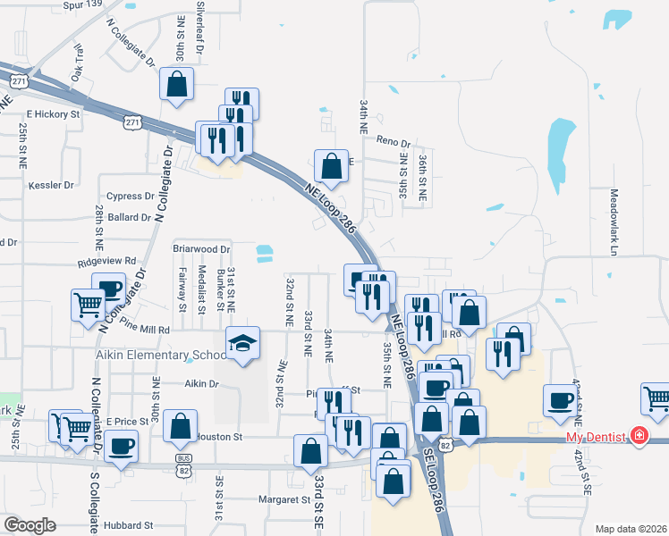 map of restaurants, bars, coffee shops, grocery stores, and more near 3405 Ridgeview Road in Paris