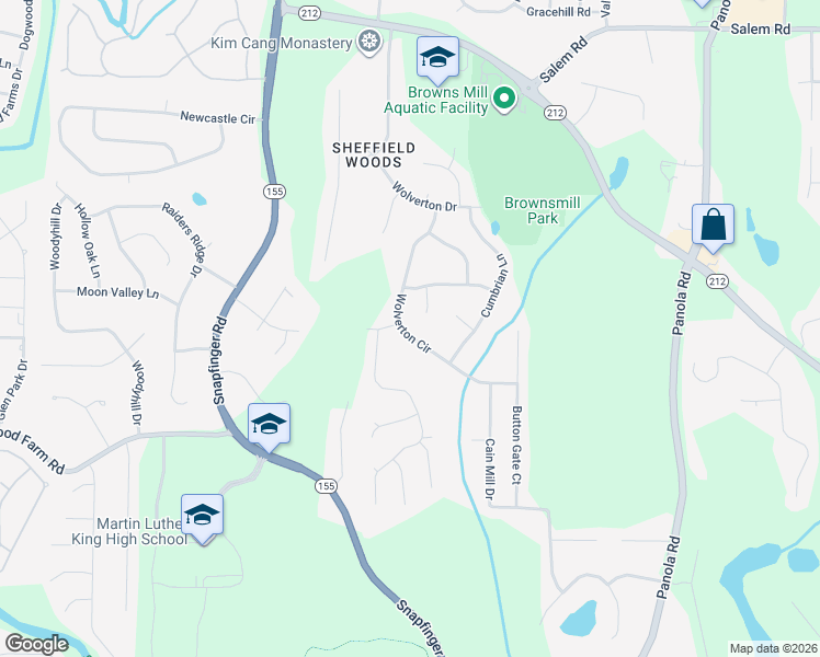 map of restaurants, bars, coffee shops, grocery stores, and more near 3830 Wolverton Circle in Stonecrest