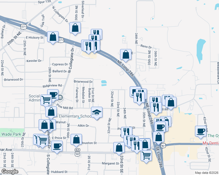 map of restaurants, bars, coffee shops, grocery stores, and more near 3185 Ridgeview Road in Paris