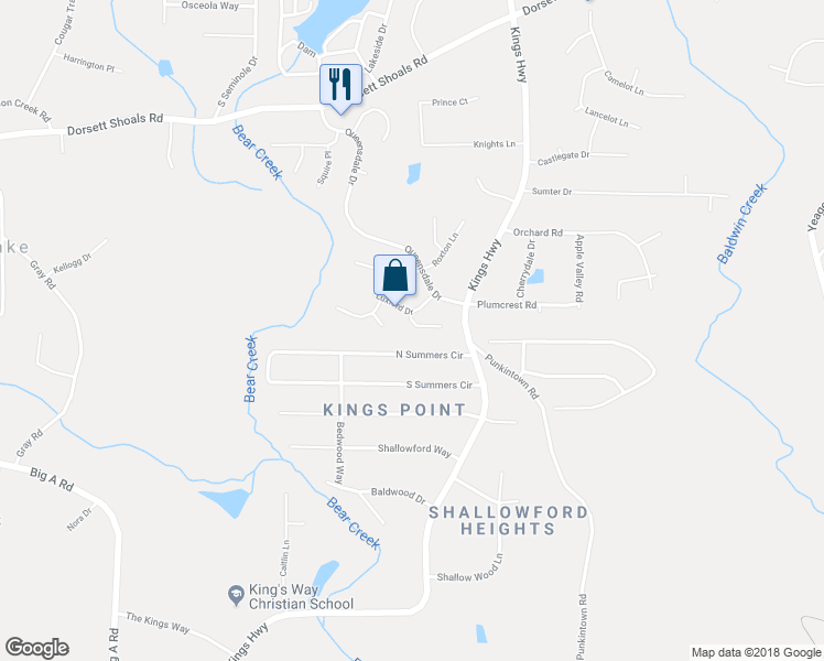 map of restaurants, bars, coffee shops, grocery stores, and more near 6117 Zealand Place in Douglasville