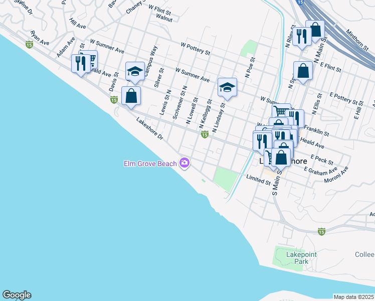map of restaurants, bars, coffee shops, grocery stores, and more near 705 Limited Street in Lake Elsinore