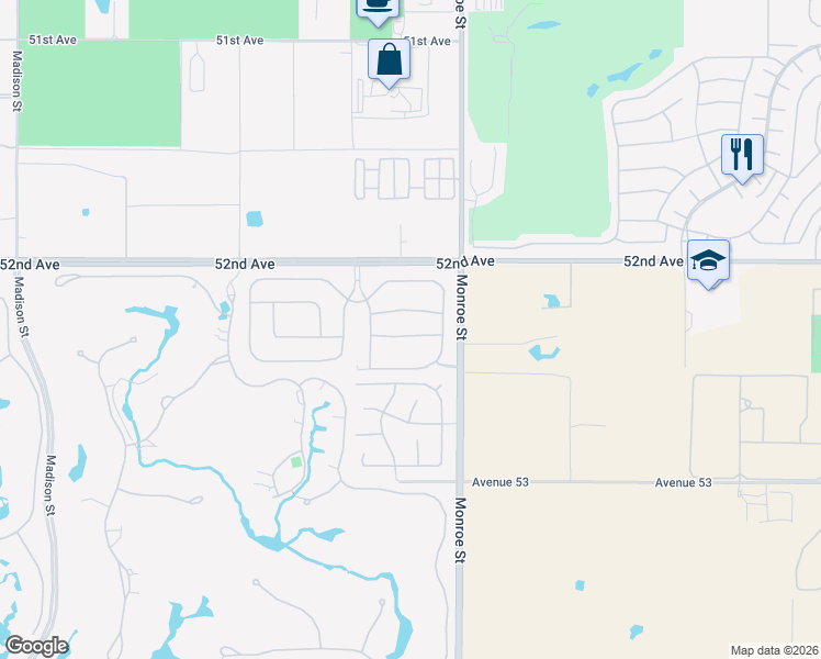 map of restaurants, bars, coffee shops, grocery stores, and more near 81890 Thoroughbred Trail in La Quinta