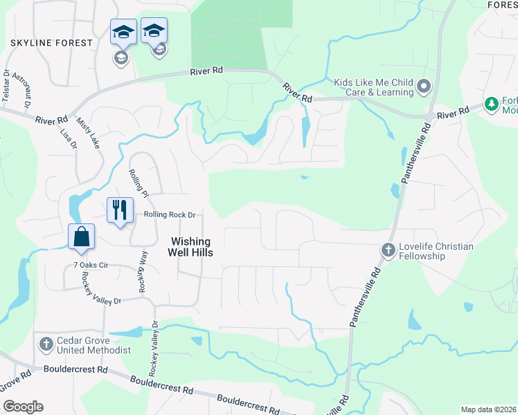 map of restaurants, bars, coffee shops, grocery stores, and more near 2354 Tolliver Hills Lane in Ellenwood