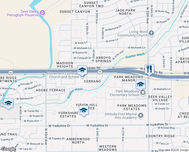 map of restaurants, bars, coffee shops, grocery stores, and more near 3924 West Goodman Drive in Glendale
