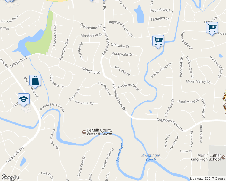 map of restaurants, bars, coffee shops, grocery stores, and more near 3837 Dogwood Farm Road in Decatur