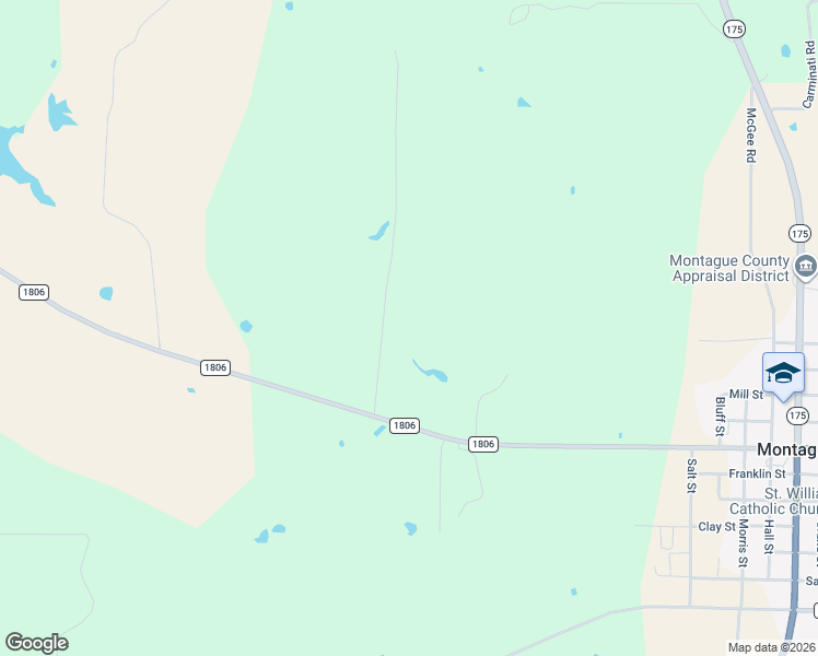 map of restaurants, bars, coffee shops, grocery stores, and more near 304 Corado Road in Montague County