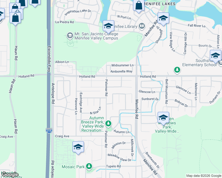 map of restaurants, bars, coffee shops, grocery stores, and more near 28535 Heather Green Way in Menifee