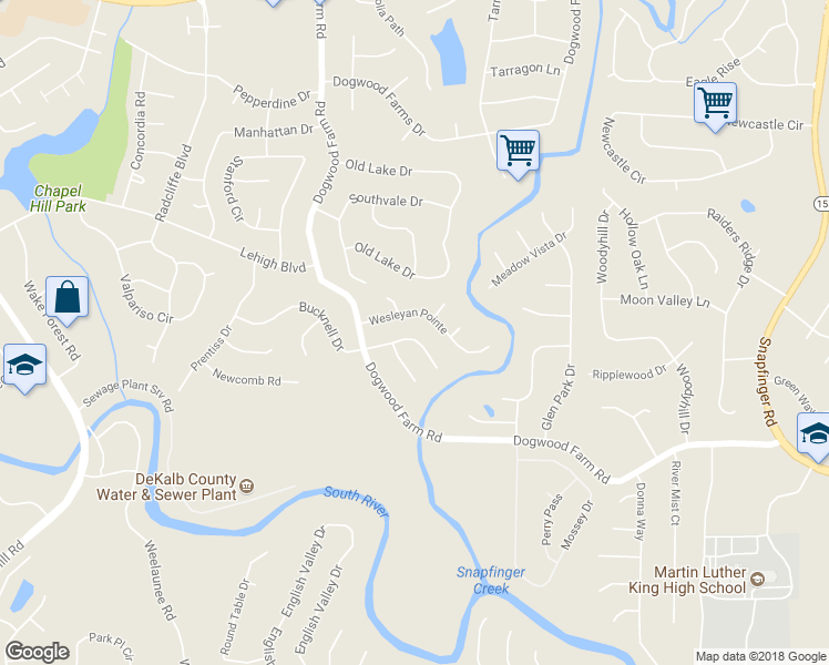map of restaurants, bars, coffee shops, grocery stores, and more near 4342 Lehigh Laural Lane in Decatur