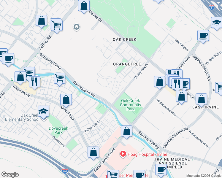 map of restaurants, bars, coffee shops, grocery stores, and more near 334 Lemon Grove in Irvine