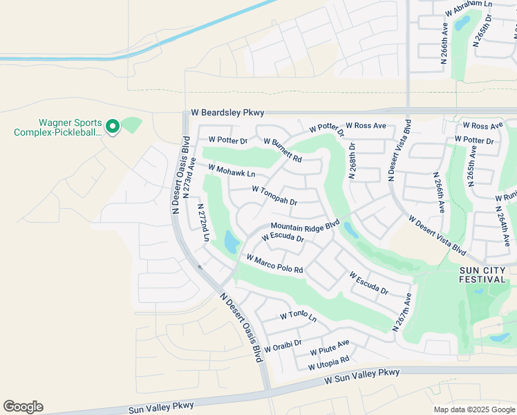 map of restaurants, bars, coffee shops, grocery stores, and more near 20320 North 271st Avenue in Buckeye