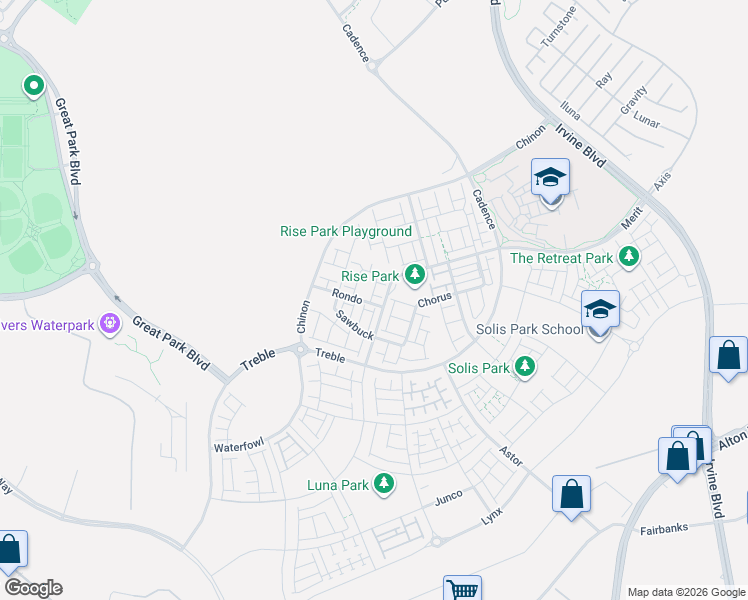 map of restaurants, bars, coffee shops, grocery stores, and more near North 2nd Street in Irvine