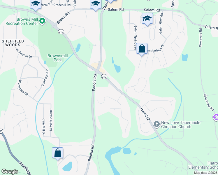 map of restaurants, bars, coffee shops, grocery stores, and more near 5261 Browns Mill Road in Stonecrest