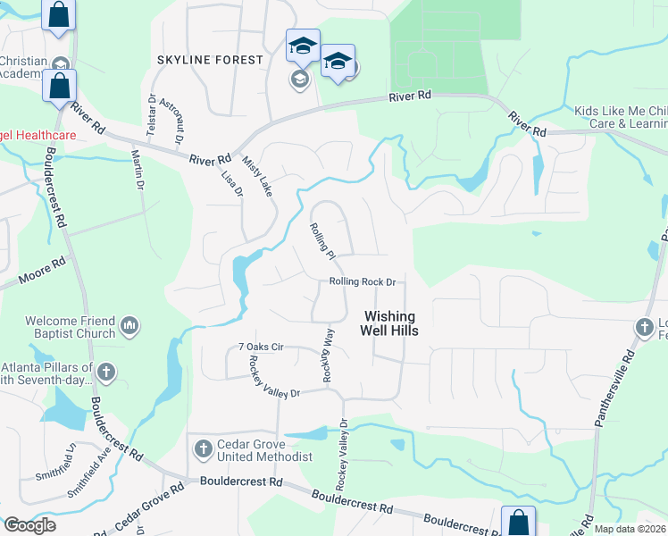 map of restaurants, bars, coffee shops, grocery stores, and more near 3841 Rolling Place in Conley