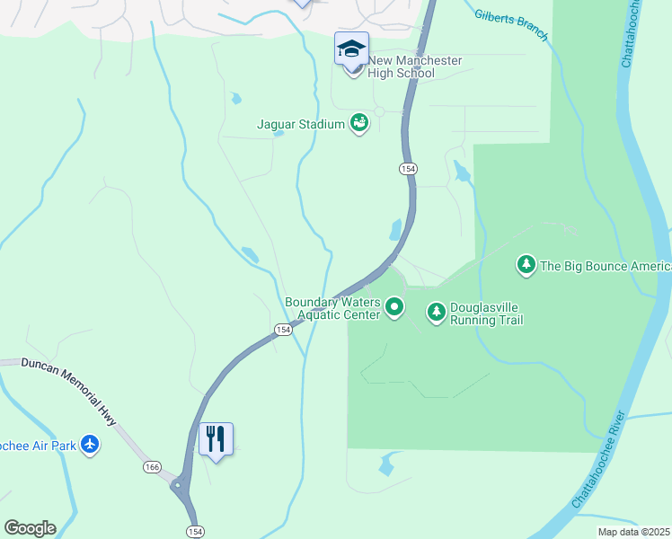 map of restaurants, bars, coffee shops, grocery stores, and more near 5009 Georgia 154 in Douglasville