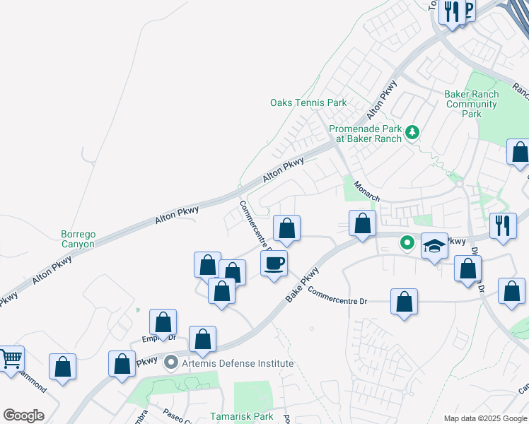 map of restaurants, bars, coffee shops, grocery stores, and more near 53 Goldenrod in Lake Forest
