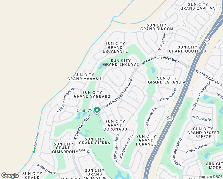 map of restaurants, bars, coffee shops, grocery stores, and more near 16962 West Desert Rose Lane in Surprise