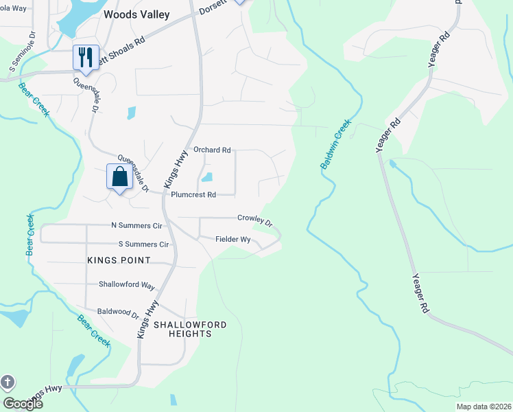 map of restaurants, bars, coffee shops, grocery stores, and more near 5968 Hilltop Drive in Douglasville