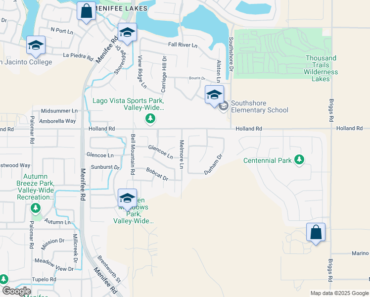 map of restaurants, bars, coffee shops, grocery stores, and more near 31085 Tiverton Road in Menifee