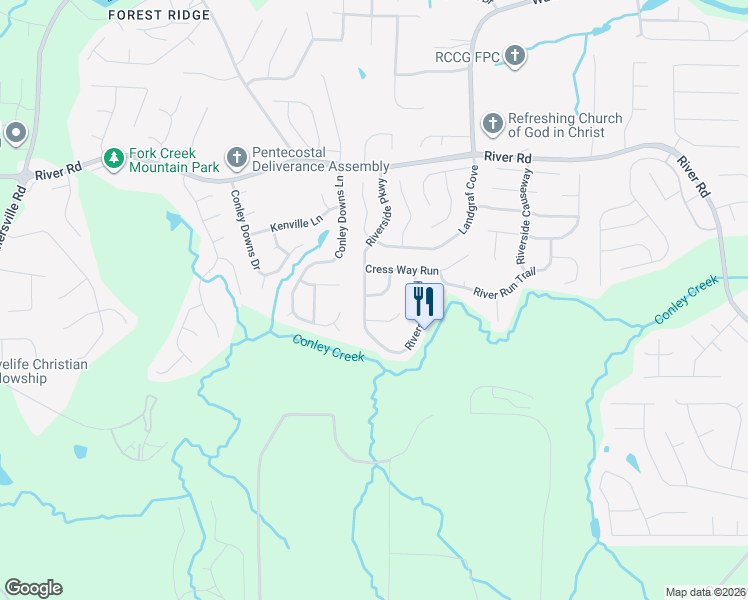 map of restaurants, bars, coffee shops, grocery stores, and more near 3868 Leyland Drive in Decatur