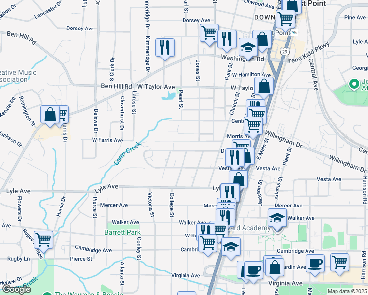 map of restaurants, bars, coffee shops, grocery stores, and more near 1869 Dunlap Avenue in Atlanta