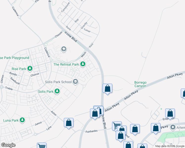 map of restaurants, bars, coffee shops, grocery stores, and more near 158 Restore in Irvine