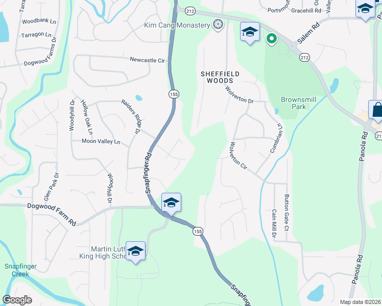 map of restaurants, bars, coffee shops, grocery stores, and more near 3782 Snapfinger Road in Stonecrest