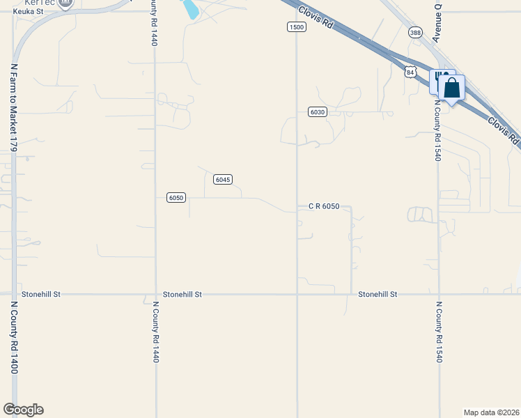 map of restaurants, bars, coffee shops, grocery stores, and more near 7218 County Road 1500 in Shallowater
