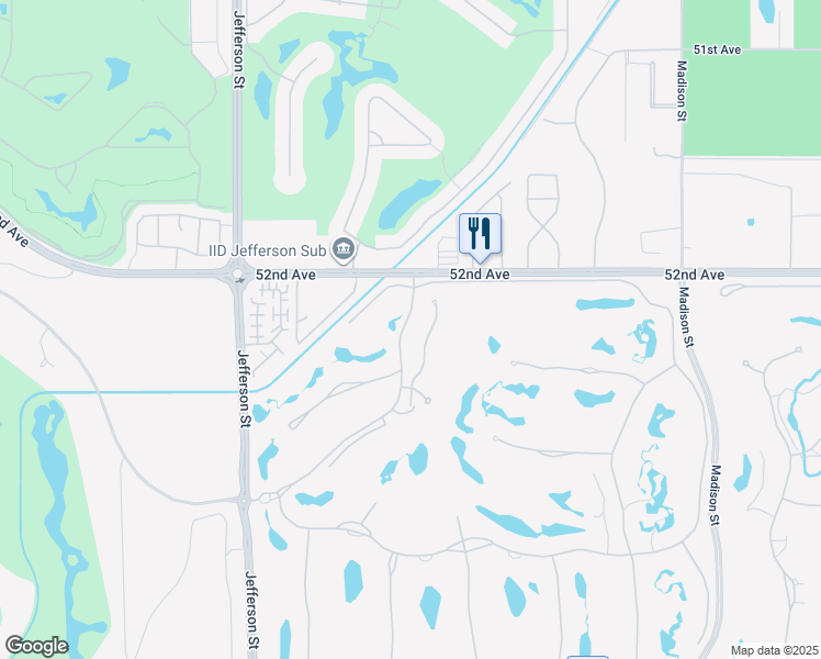 map of restaurants, bars, coffee shops, grocery stores, and more near 52265 Via Castile in La Quinta