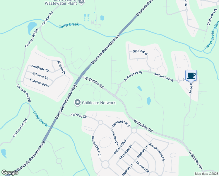 map of restaurants, bars, coffee shops, grocery stores, and more near 3185 Highgreen Trail in Atlanta