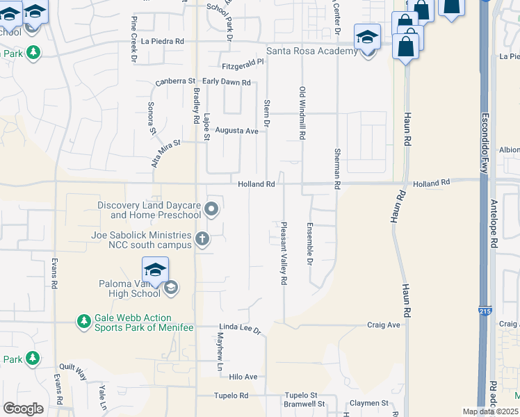 map of restaurants, bars, coffee shops, grocery stores, and more near 31090 Saddleback Lane in Menifee