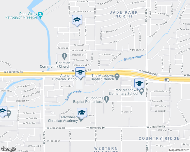 map of restaurants, bars, coffee shops, grocery stores, and more near W Beardsley Rd & N 39th Ave in Glendale