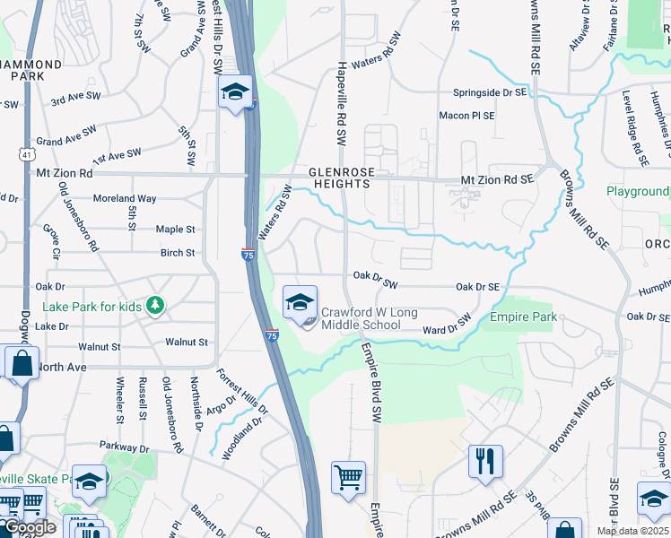 map of restaurants, bars, coffee shops, grocery stores, and more near in Atlanta